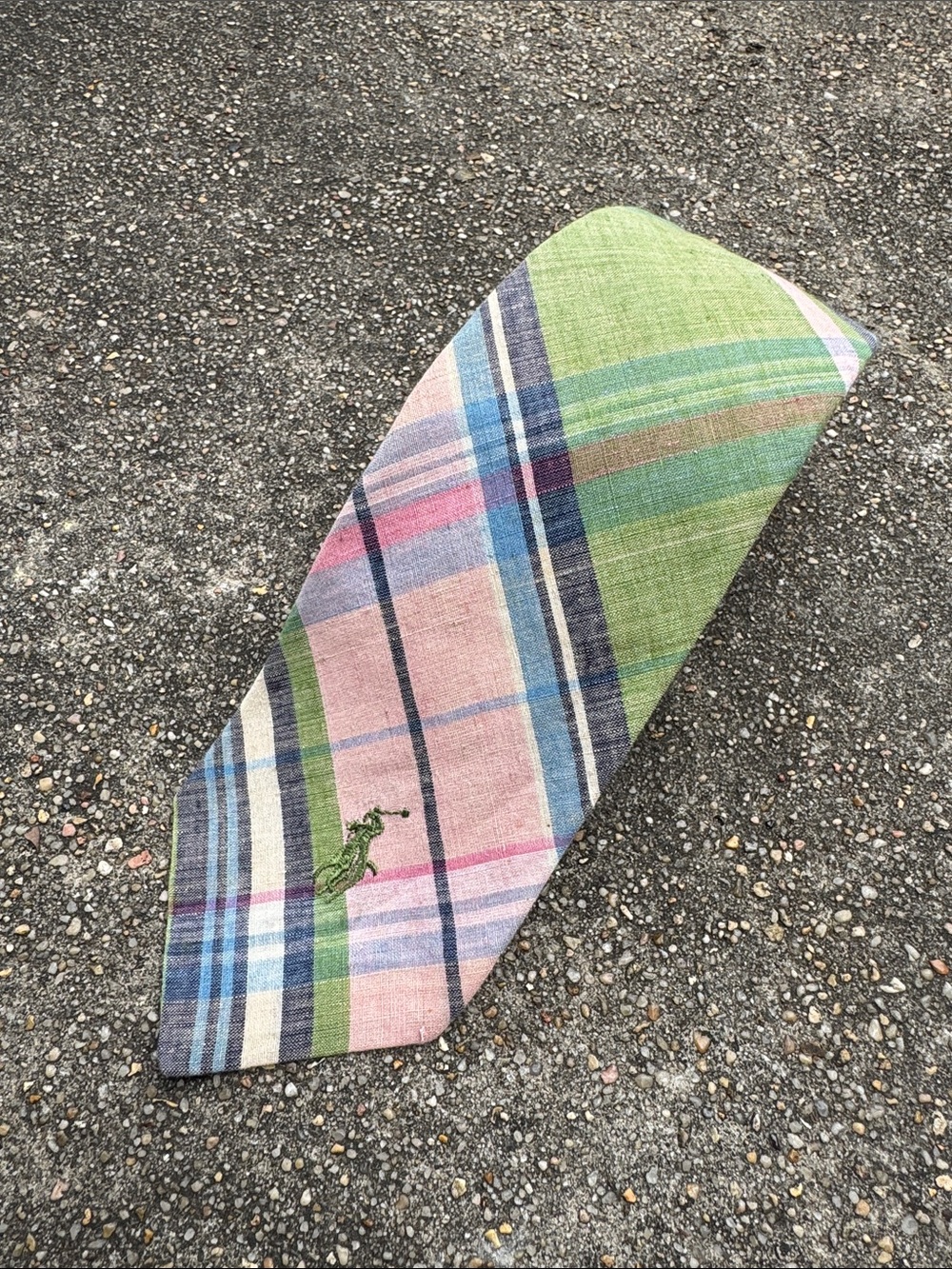 VTG Polo by Ralph Lauren Plaid Tie in Pink, Green & Blue